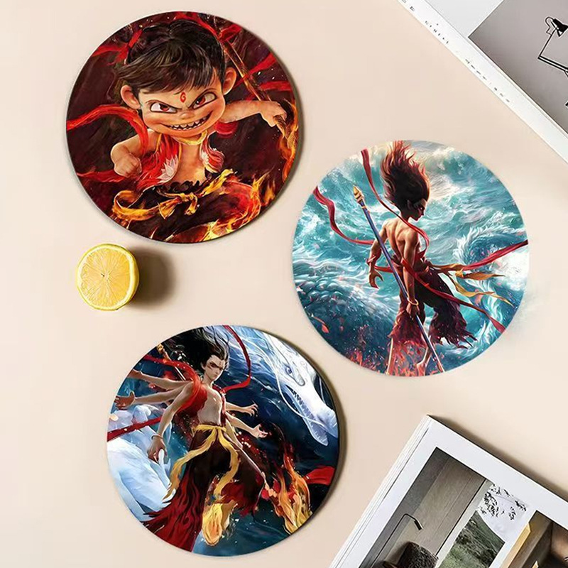 Customized Nezha Peripheral Cartoon Funny Pvc Coaster Kitchen Meal Pot Mat Clear Bar Office Desk Waterproof Soft Rubber Mat