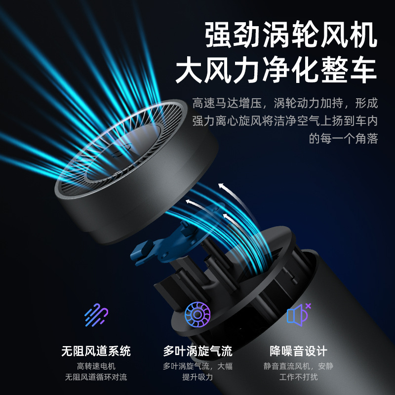 Cross-border USB car air purifier aluminum alloy odor removal and smoke odor removal negative ion car oxygen bar