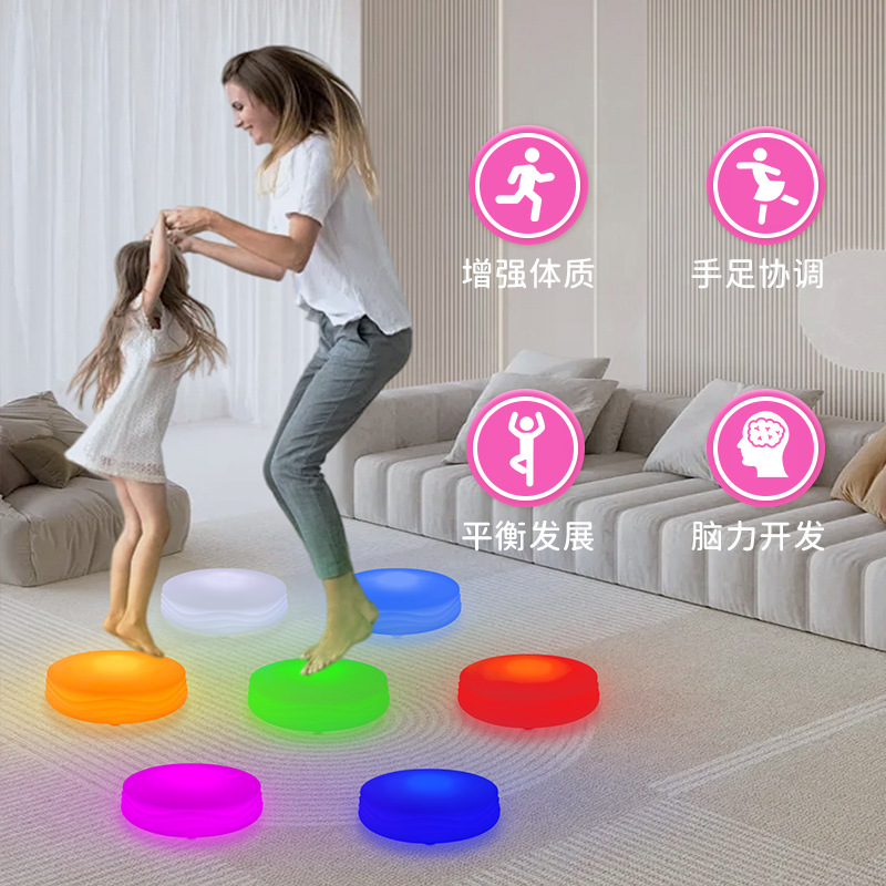 Led Luminous Sensor Floor Tile Lamp Colorful Music Kidsren's Round Stage Interactive Atmosphere Waterproof Floor Tile Lamp