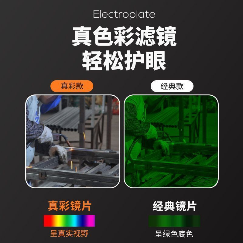 Intelligent Automatic Darkening Cowhide Welding Mask, Lightweight and Breathable, Can Be Worn with a Safety Helmet, Full Face Protection Argon Arc Welding Mask