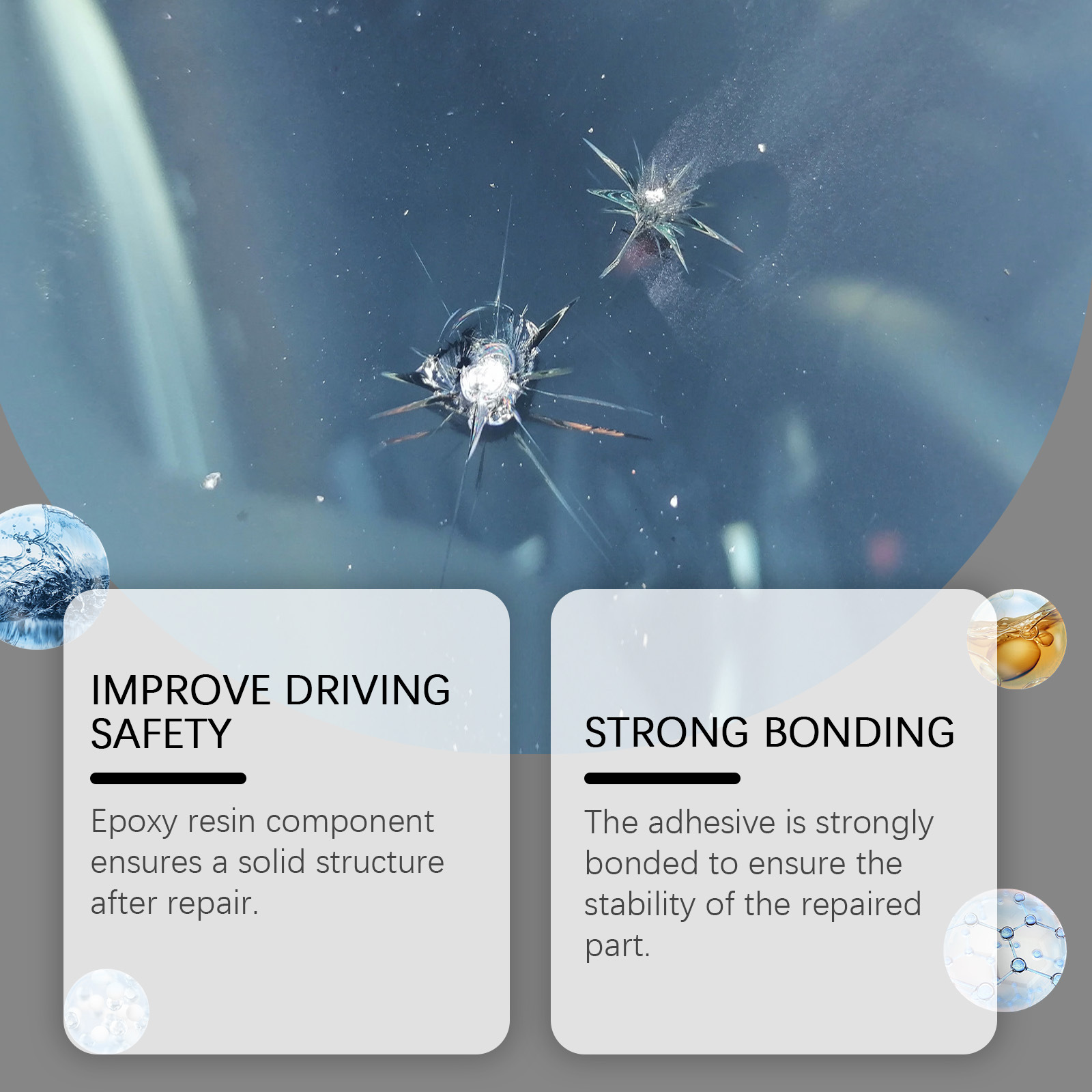 Homonth Glass Crack Repair Kit Clear Vision Car Front Windshield Nano Repair Liquid Kit