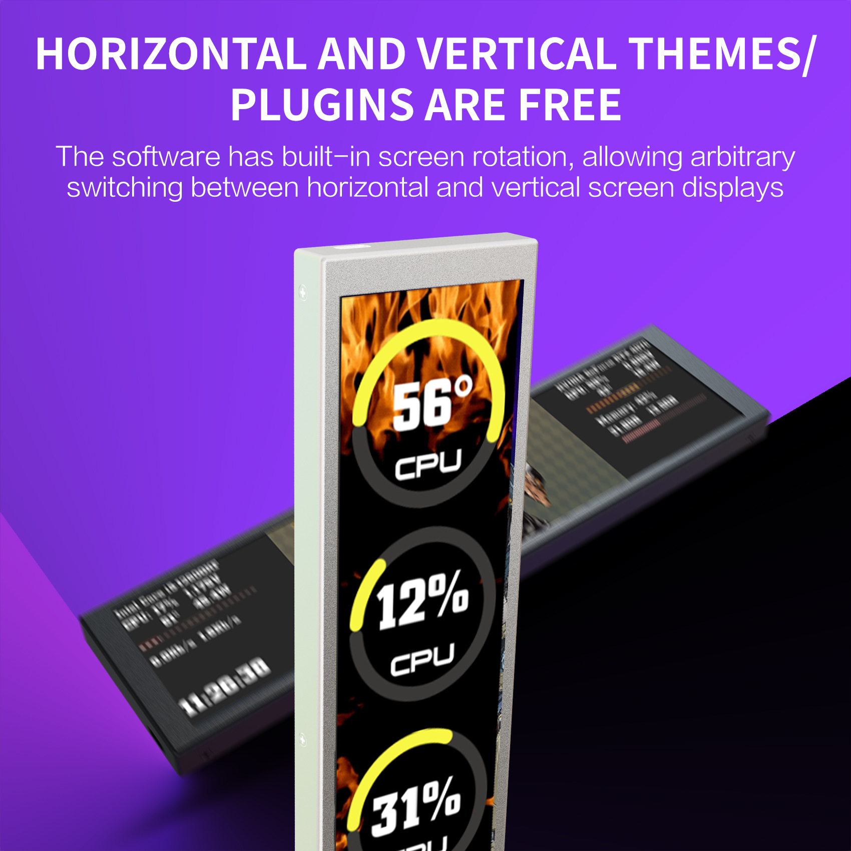 Cross-Border Computer Assembly 9.2inch Long Computer Secondary Screen Real-Time Monitoring Cpugpu Chassis Secondary Screen DIY Spot D9