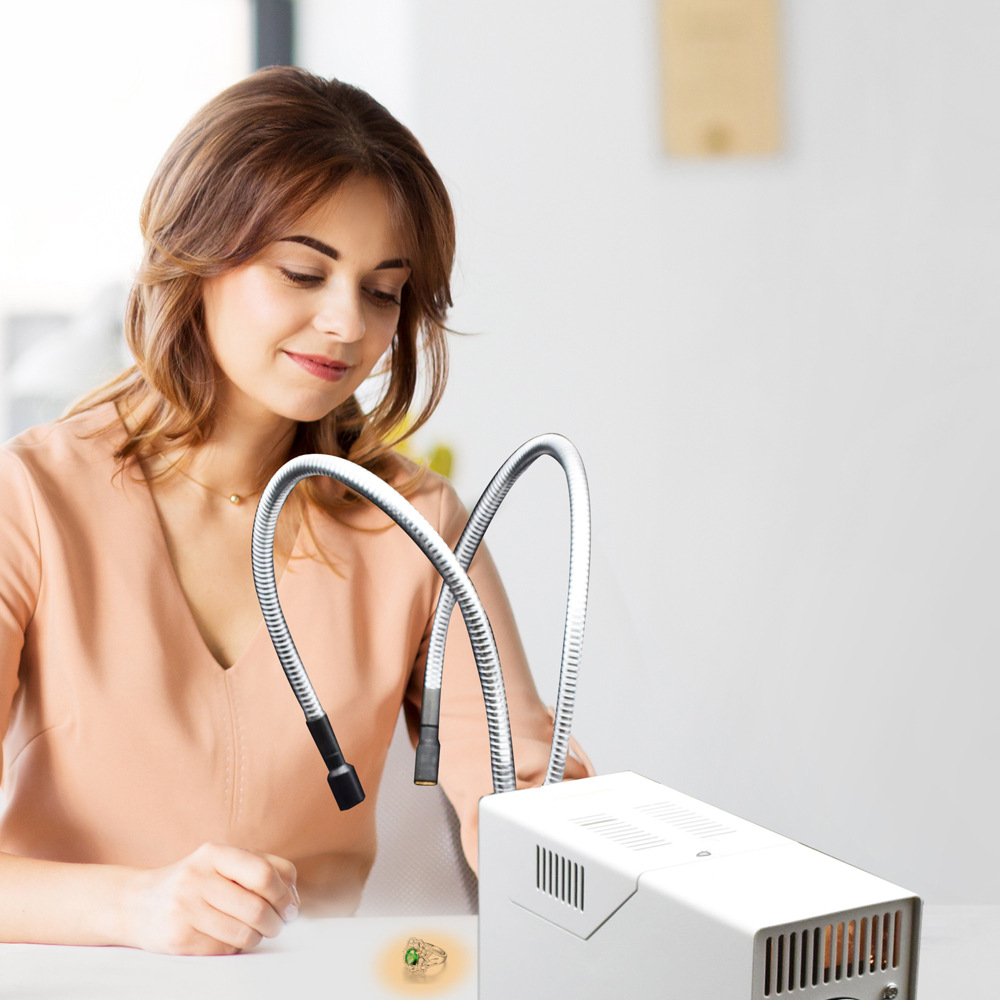 Gemstone Jewelry Identification Microscope Side Lighting Double Hard Tube Fiber Optic Matching 150W Halogen Single Hole Cold Light Source