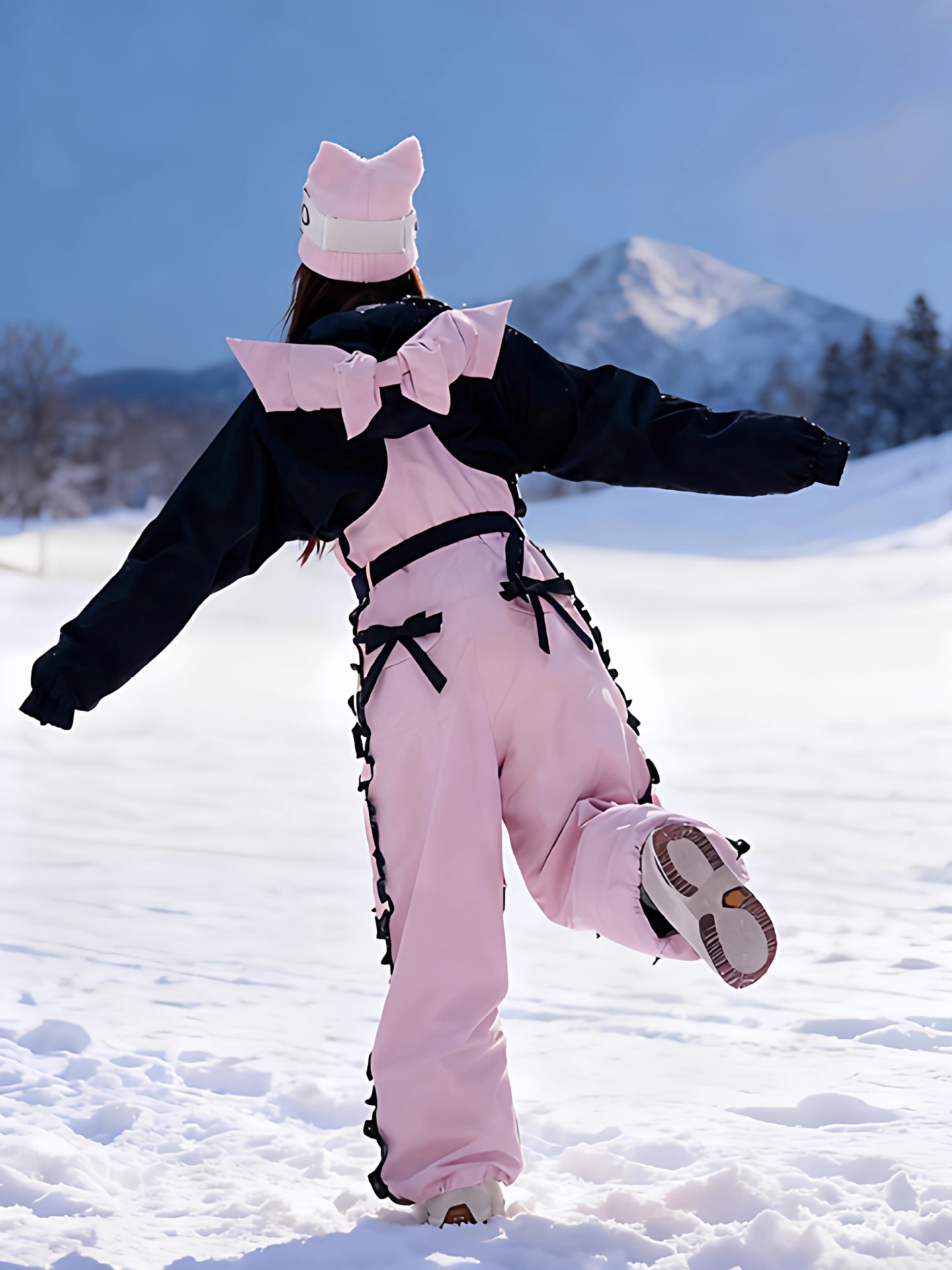 Fuyan Pink Sweetheart Ski Suit Women's 2025 Autumn and Winter New Outdoor Super Nice Bow Design Snow Suit
