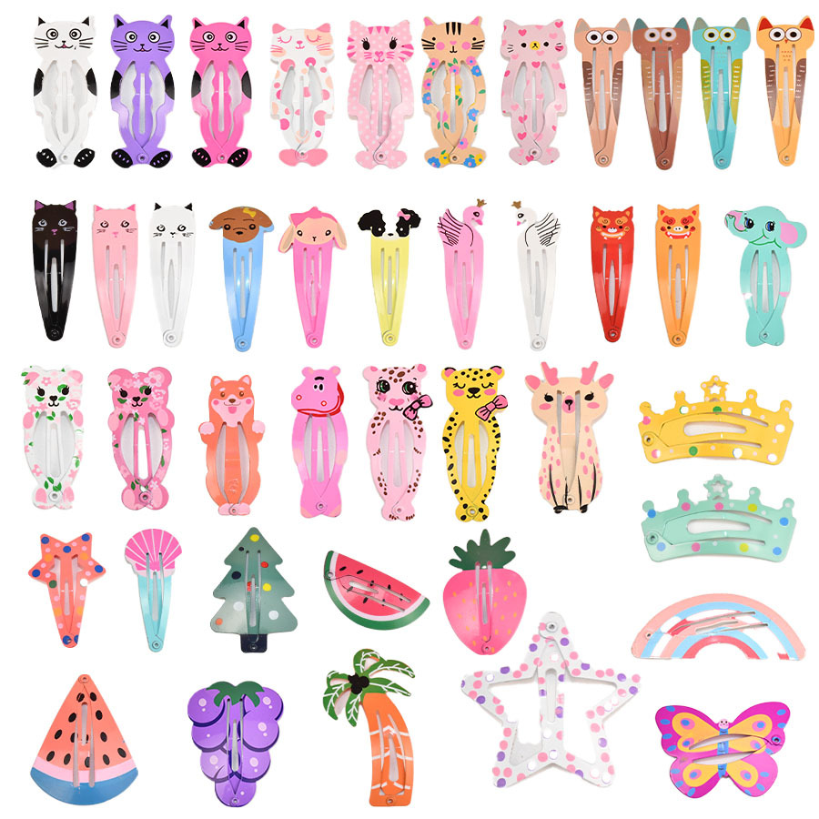 Cross-Border Printed Animal Hairpins Wholesale European and American Kidsren's Hair Accessories Painted Cute Cartoon Fruit Hairpins Bb Clips Side Clips