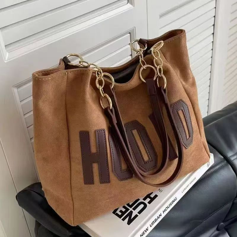 College student class one-shoulder canvas bag large bag women's large capacity 2023 New Advanced texture commuter tote bag