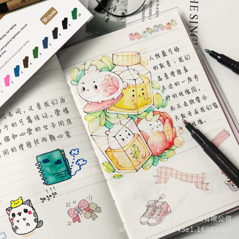 Color metal color marker pen water-based pen paint high-light pen DIY graffiti painting album pen 10 colors optional