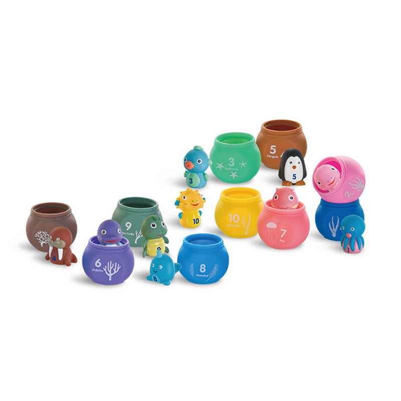 Cross-border Baby Early Childhood Education Soft Rubber Matching Animal Matching Toys Children's Pattern Digital Matching Finger Puppet Educational Play