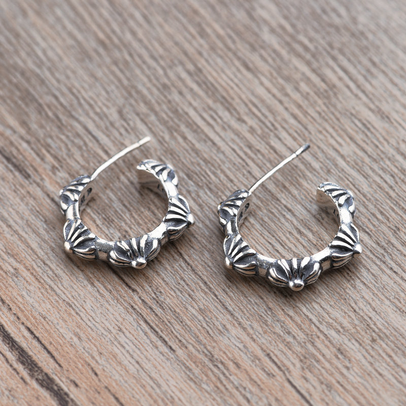 Персонализированные оригинальные серьги из 925 пробы стерлингового серебра для детей в стиле армии с цветами, мужские креативные серьги, оптовая продажа тайского серебра