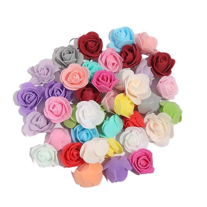Pe Rose Head Artificial Foam Flower 3.5cm Wedding Gift Box Garland Decoration Chinese Valentine's Day Bear Fake Flower
