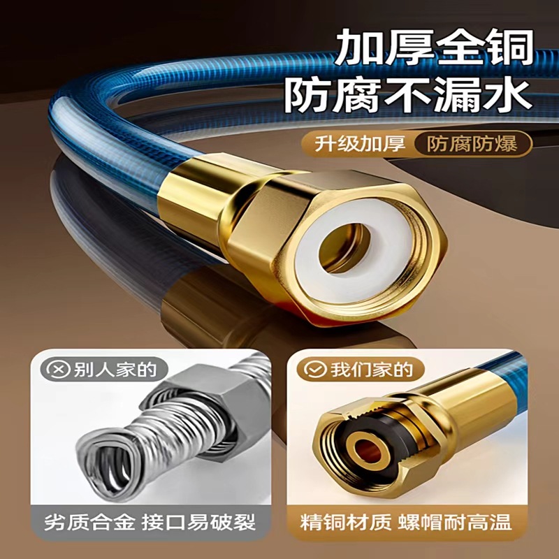 304 Stainless Steel Corrugated Pipe Electric Water Heater Connection Hot and Cold Water Inlet and Outlet Hose High Temperature