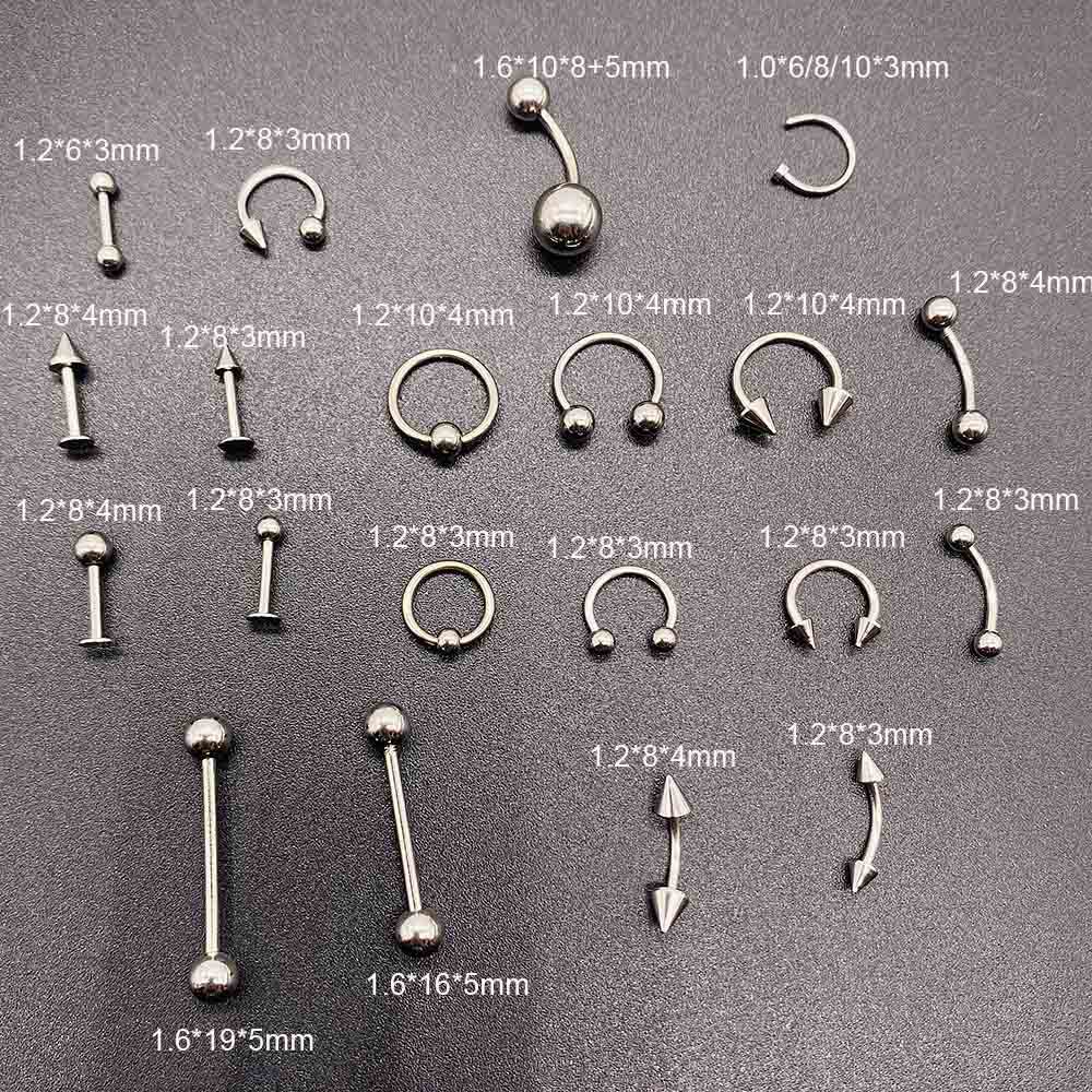 European and American Cross-Border Stainless Steel Piercing Jewelry Nose Ring Eyebrow Nail Lip Nail Tongue Nail Navel Ring Body Piercing Jewelry Wholesale
