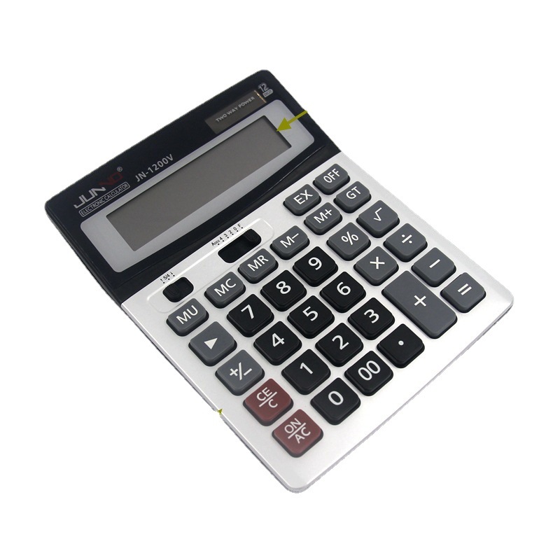 1200V Large Screen Dual Power Supply 12 Digit Electronic Desktop Office Tablet Computer Student Calculator Mute