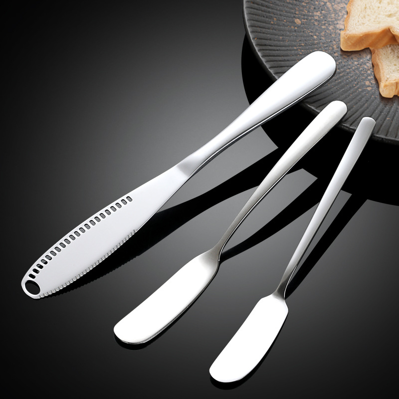 Butter Knife 304 Stainless Steel Butter Knife Butter Knife Spread Jam Bread Cheese Knife with Hole Spatula Export