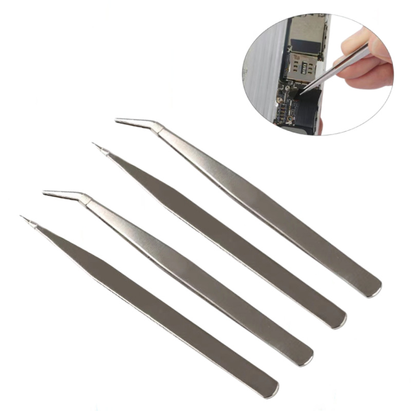 Bend straight stainless steel precision tweezers elbow pointed diy hand account tool clip eyelash nail tweezers