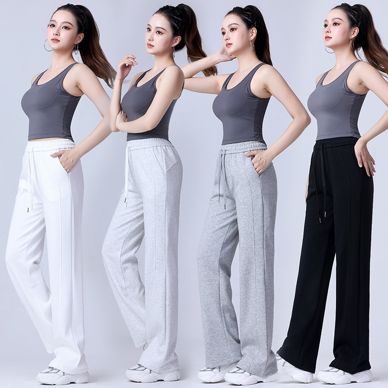 New Autumn and Winter Square Dance Clothing High-Waisted Casual Pants Women's Fashionable Yoga Straight-Leg Wide-Leg Sports Performance Clothing