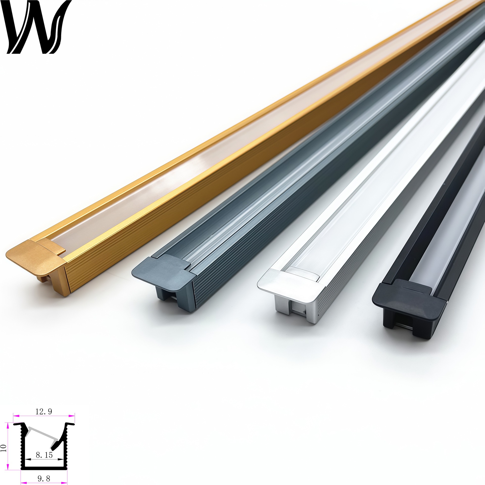 45 Degree Oblique Light-Emitting Line Light U-Shaped Embedded Light Slot Cabinet Light Aluminum Slot Led Sensor Light with Aluminum Alloy Card Slot