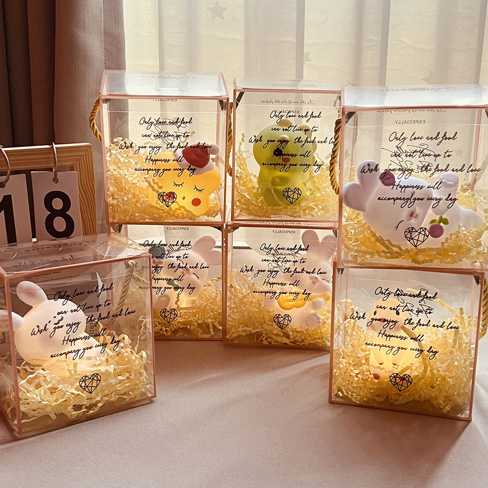 Trendy Rabbit Night Light Glowing Cute Ornament Wholesale Portable Box Night Light Night Market Stall