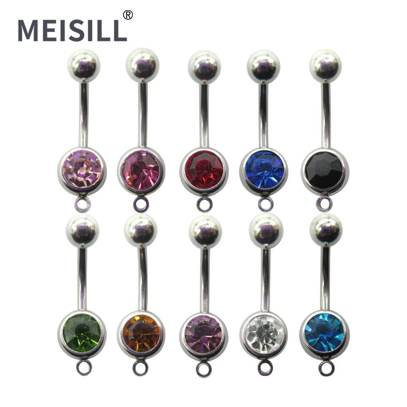 Кольцо для пупка из нержавеющей стали с одним цирконием, ювелирные изделия для прокола для мужчин и женщин