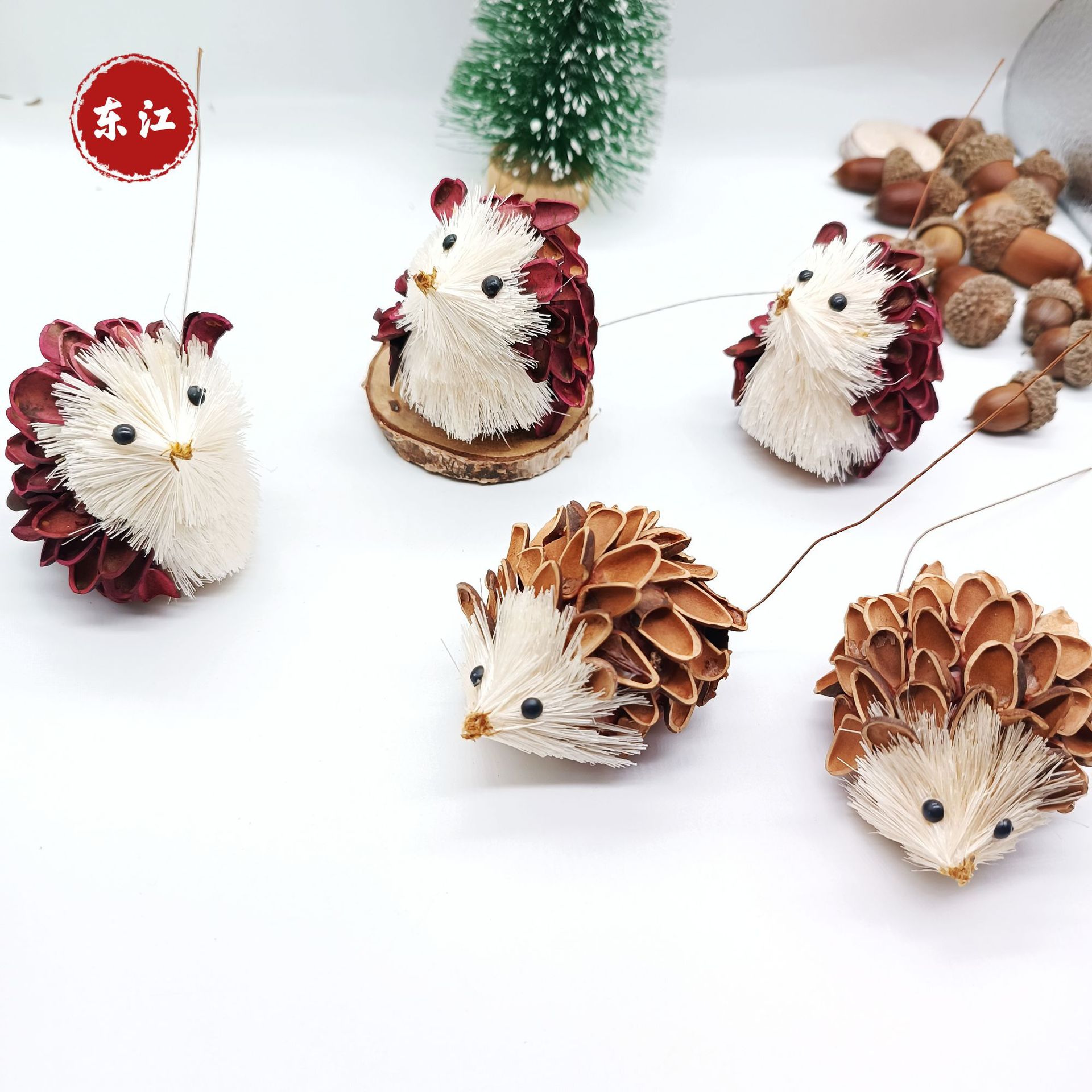 Оформление в виде ёжика и совы из соломы, материалы для DIY, декор для детского сада