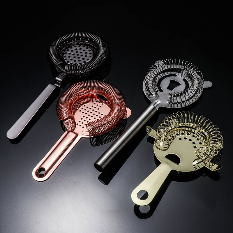 Wholesale Cocktail Ice Filter Strainer 304 Stainless Steel European Style Hawthorne Ice Separator Filter Ice Strainer