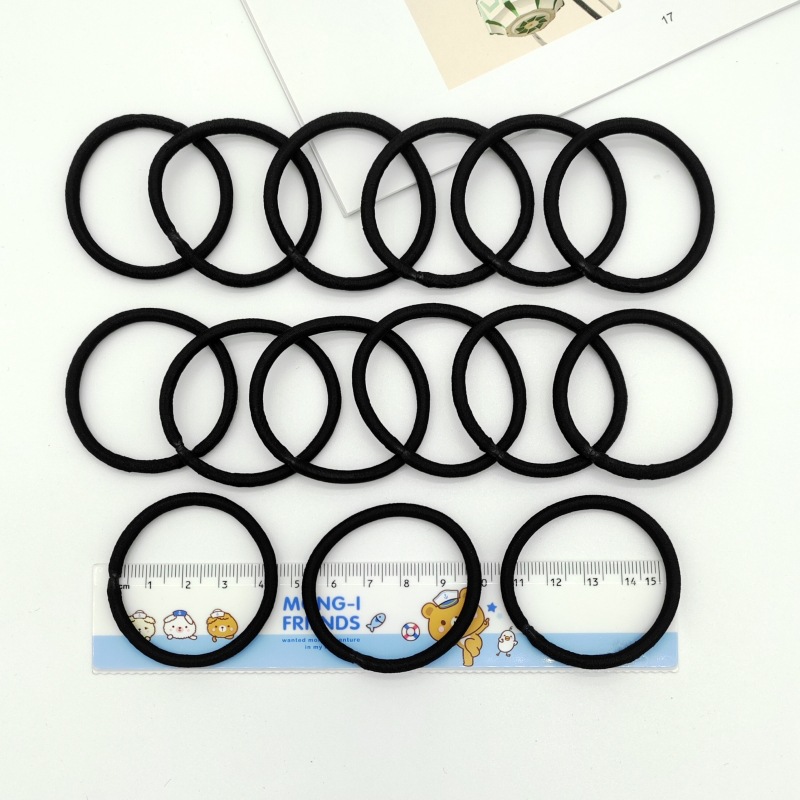 Cross-Border 4mm black seamless rubber band elastic headband base hair ring diy accessories factory direct headwear