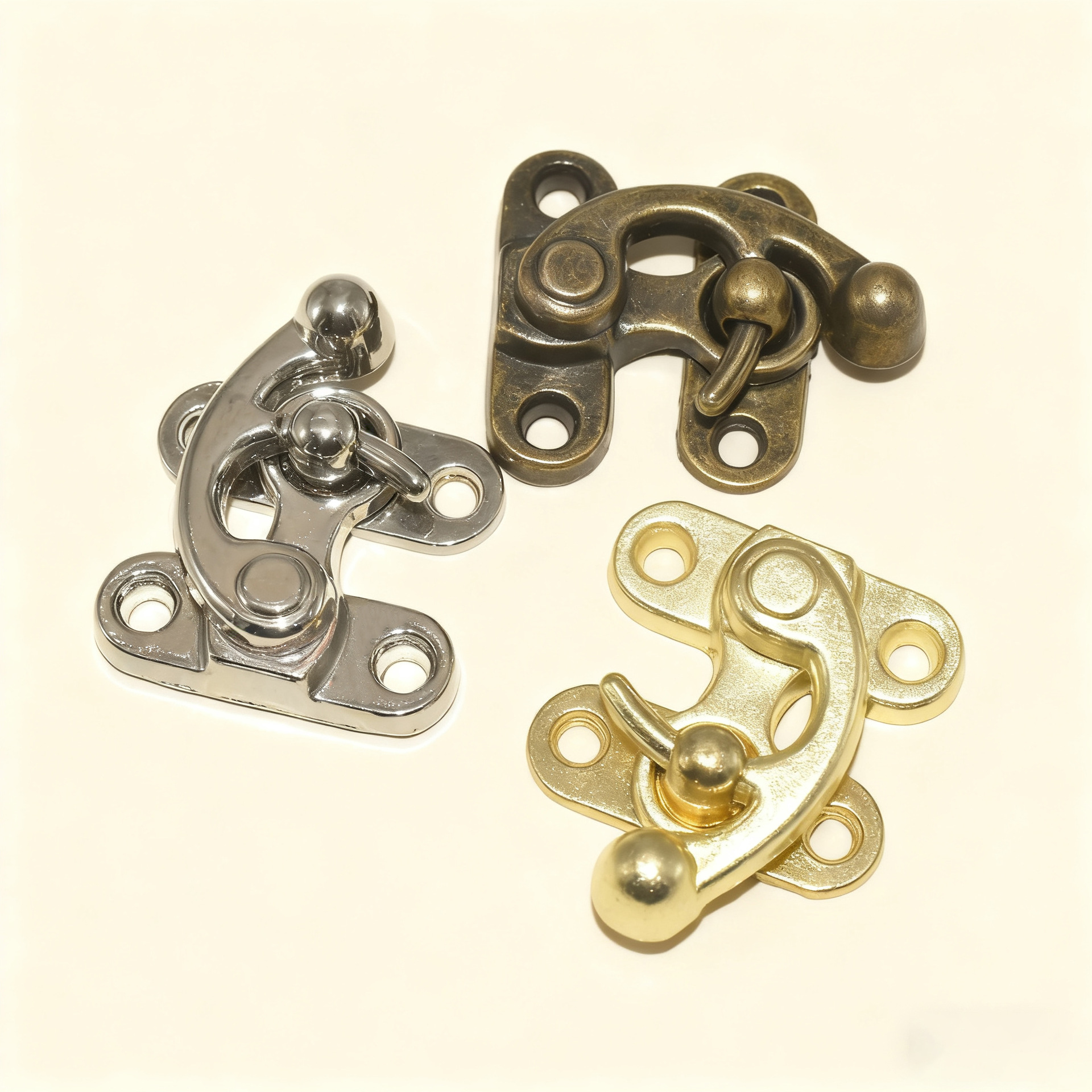 Cross-Border Direct Sales New Chinese Style Horn Lock Wooden Box Antique Lock Packaging Box Luggage Accessories Gift Box Metal Buckle