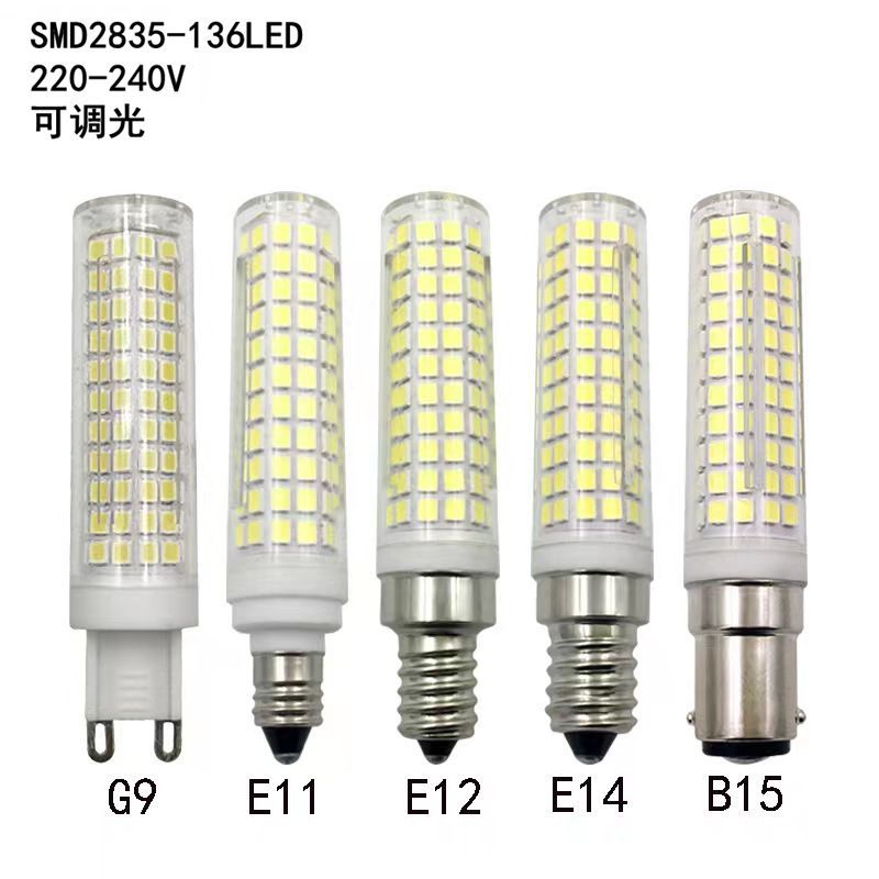 Светодиодная лампа G9, высокая яркость и световой поток, E14 E11 E12 B15, 2835, 136 светодиодов, керамическая, 220V, диммируемая