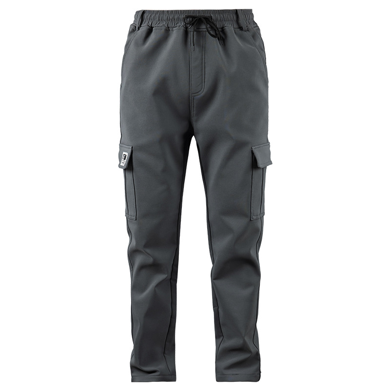 Autumn and Winter Fleece-Lined Men's Casual Pants, Loose Large Size Straight High-Elastic Sports Pants, Jogger Cargo Pants, Cross-Border Men's Trousers