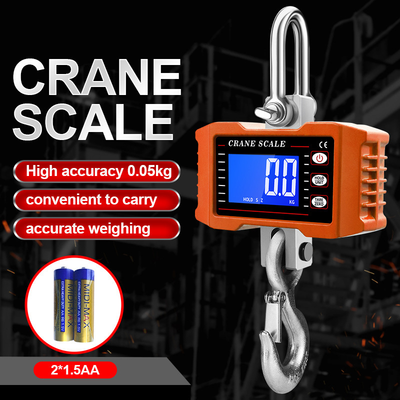 Cross-Border Hot Selling New 1000kg Digital Crane Scale 1.5t Digital Scale 2t Tension Scale Satchel Hanging Scale 1t Hook Scale