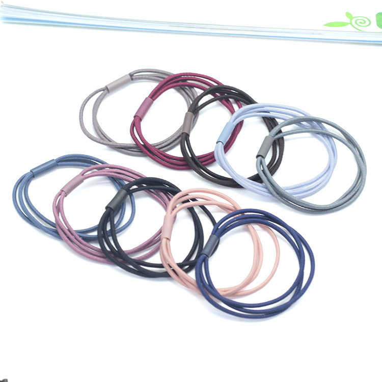 Корейская версия высокоэластичной базовой резинки для волос, трехв одно цветная резинка для волос, аксессуары для волос, женская кожа оптом