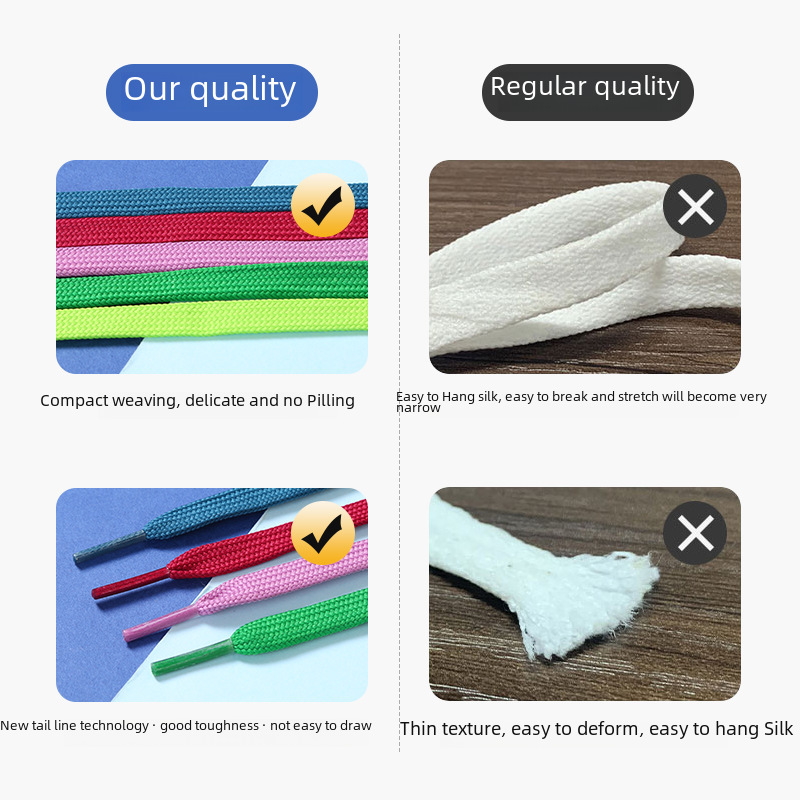 Double-Layer Flat Shoelaces Colorfulful Polyester Men's and Women's Sneakers Canvas Shoes Aj White Shoes Sports Shoes Shoelace Rope Wholesale