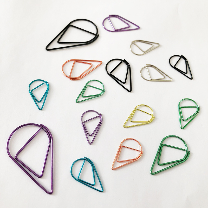 Factory direct color water drop paper clip wholesale metal small bookmark creative paper clip financial hand account
