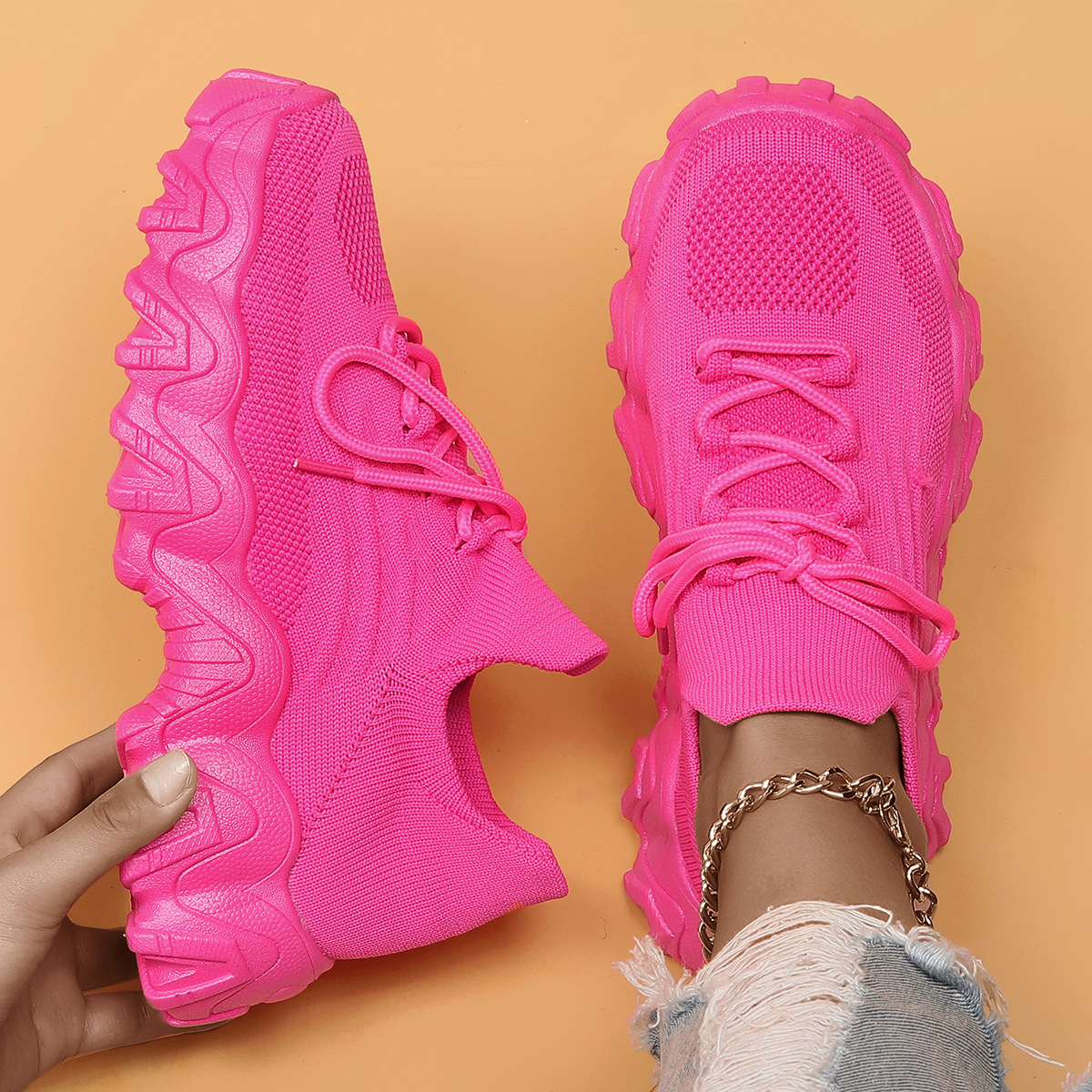 Cross-border AliExpress Amazon plus size Sports Women's Shoes Breathable Flying Woven Socks Shoes Slip-on Lazy Shoes