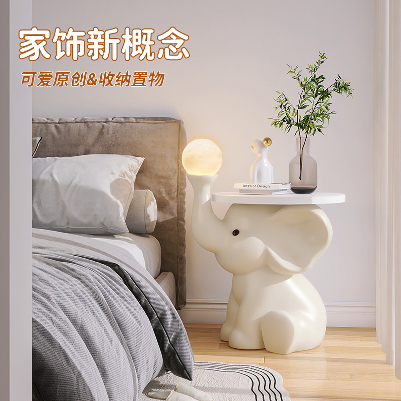 Elephant Floor Ornaments Living Room Large TV Cabinet Next to Sofa A few Cream Wind Decorations Moved to New House Gifts