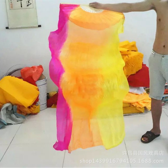 Silk Fan Belly Dance Double Fan Extended Dance Fan Three-Color Long Silk Fan Silk Long Fan