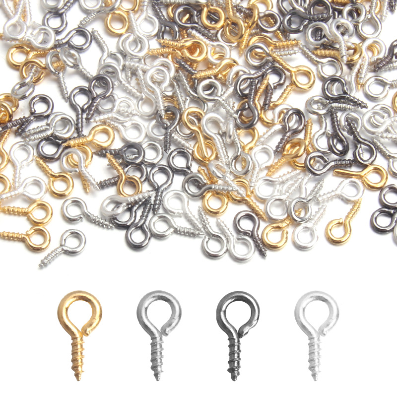 Iron Electroplated Gold and Silver Sheep Eye Nails Pearl Screws DIY Pendant Pendant Connection Threaded Sheep Nail Accessories Wholesale