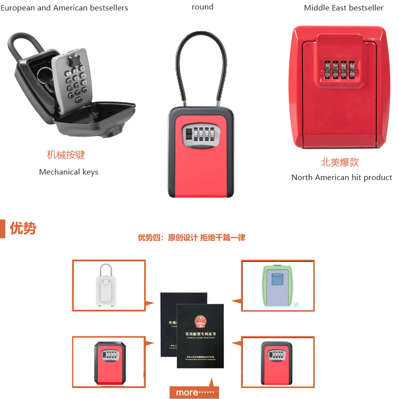 Cross-Border Password Key Box Decoration Password Lock Padlock Door Home Safe Construction Site B&B Password Box