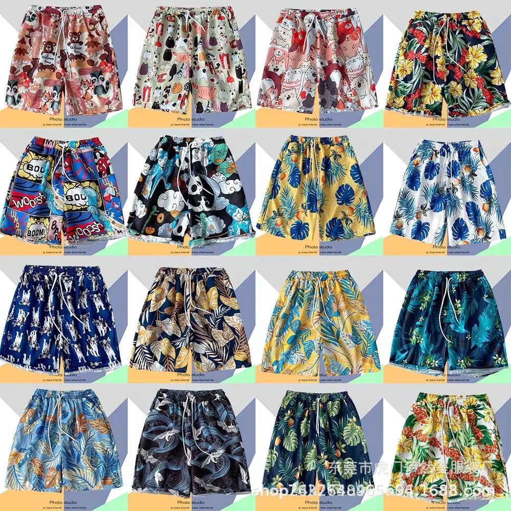 Water Beach pants men's quick-drying seaside vacation loose five-point swimming trunks drifting surfing shorts clothing wholesale