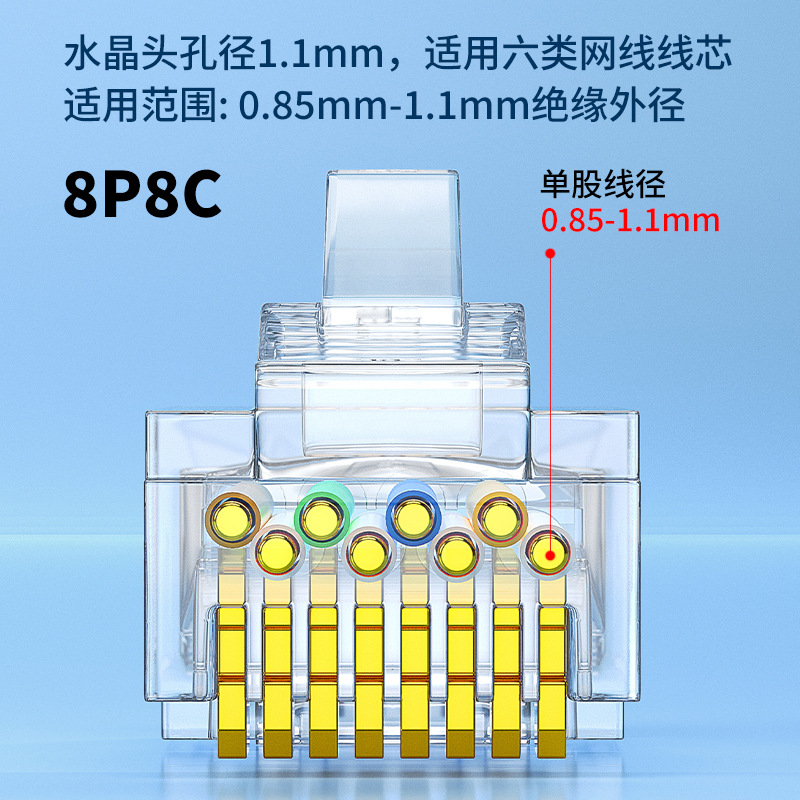 Category 6E Crystal Head Gigabit Gold-Plated 3U50U Pure Copper Cat6A Network Cable Crystal Head Category 6 Rj45 Crystal Head