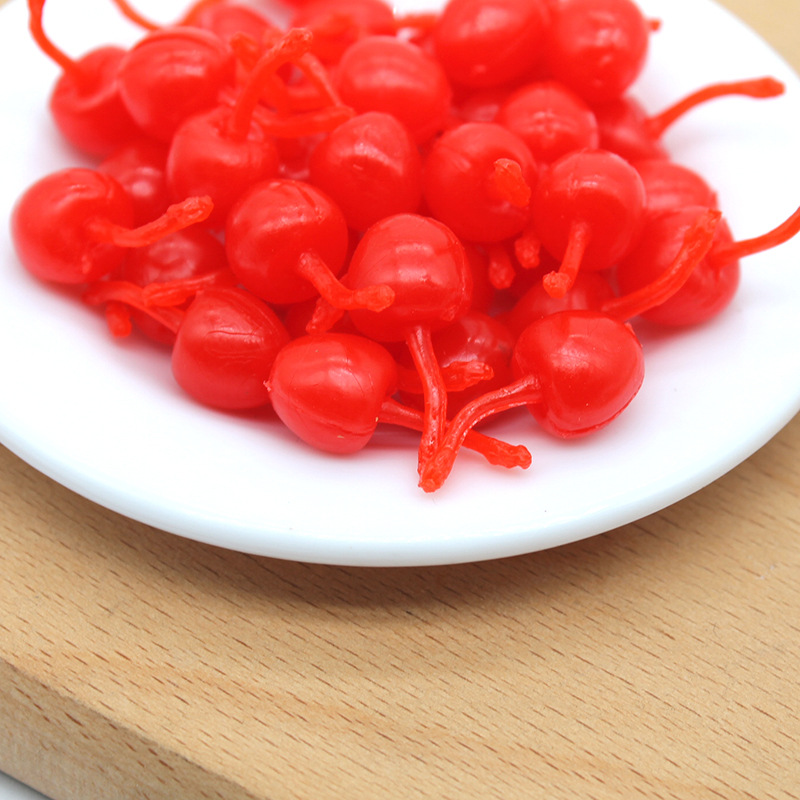 Mini PVC simulation cherry fruit model diy cream glue phone case beauty food material doll house accessories