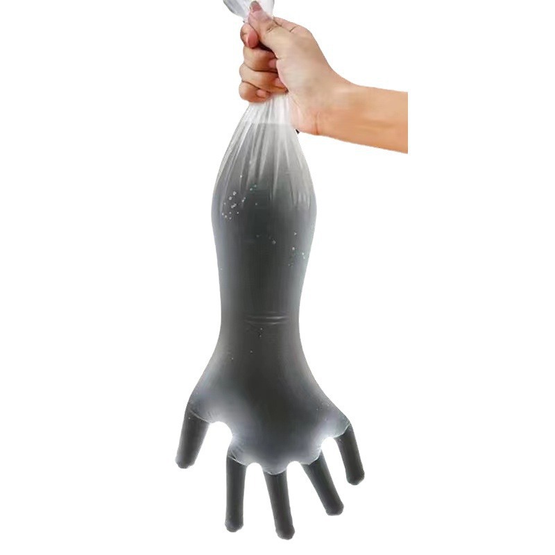Kitchen food grade lengthened disposable long gloves cpe arm guard gloves elastic drawstring long arm gloves