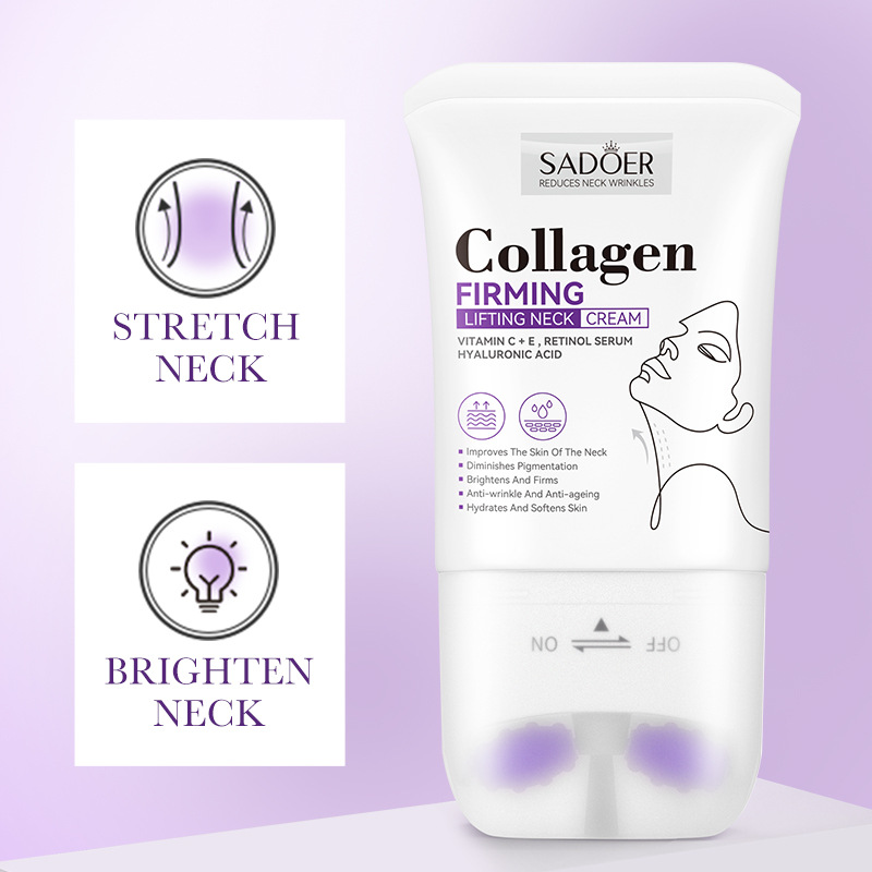 Cross-Border Spot Collagen Neck Beauty Cream Sadoer Firming and Lifting Roller Neck Cream Body Care Factory Direct Sale