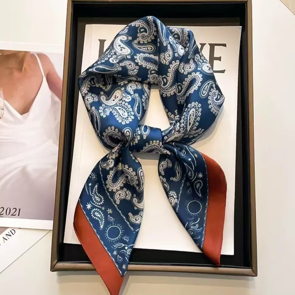 Новый стиль шелкового шарфа, женская мода, универсальный, 70 см, квадратный шарф, корейский стиль, защитный шарф для шеи