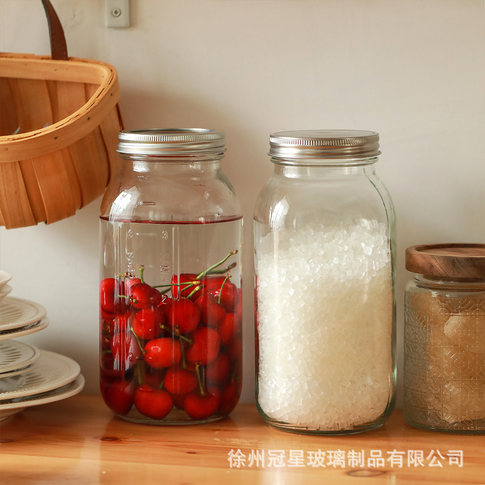 Mason Glass Storage Jar Home Kitchen Grain Sealed Jar Scale Jam Pickles Pickled Wine Bottle Wholesale