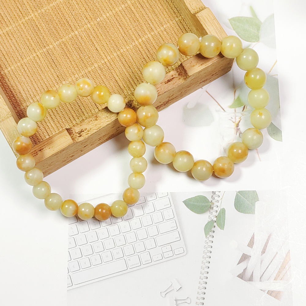 Natural Xiuyan Jade Osmanthus Cake Style Simple Bracelet for Men and Women, Jade Round Bead Bracelet, Supply of Xiuyan Jade, Xiuyan Rock Jade