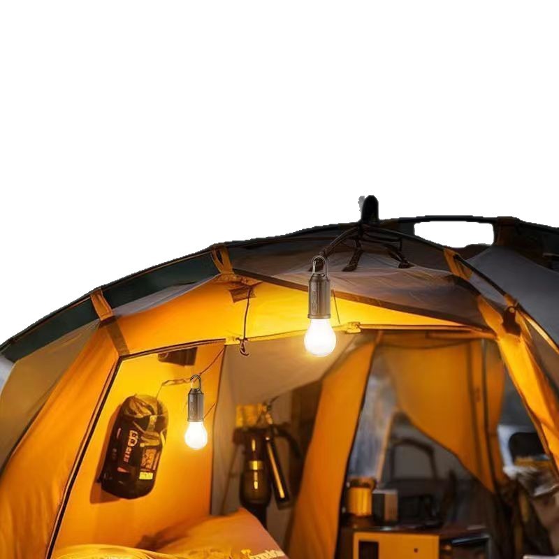 Outdoor Solar Rechargeable Bulb Lamp Warm Light Tungsten Bulb Outdoor Tent Camping Style Lamp Atmosphere Lamp Night Market Stall