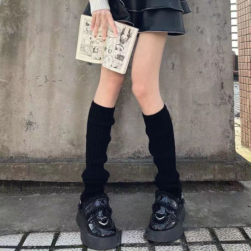 Autumn and Winter Warm Vertical Stripesd Knitted Pile Socks Japanese Style Jk Girl Calf Socks Ins Sexy Cold Protection Versatile Legs