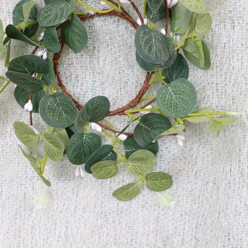 Eucalyptus Leaf Garland Easter Thanksgiving Halloween Decoration Christmas Garland Cross Border Fake Fruit Candle Ring