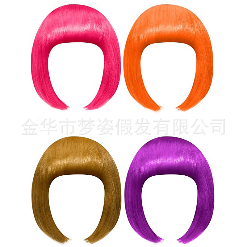 High temperature silk neat bangs student hair bobo bobo head 100g wig masquerade supplies Halloween 25cm